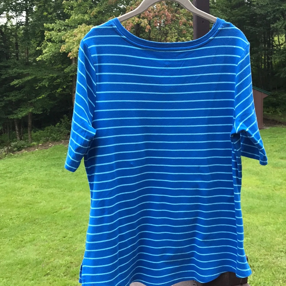 Isaac Mizrahi Live Essentials Striped V-Neck Tee-shirt Size Large. - Picture 6 of 7